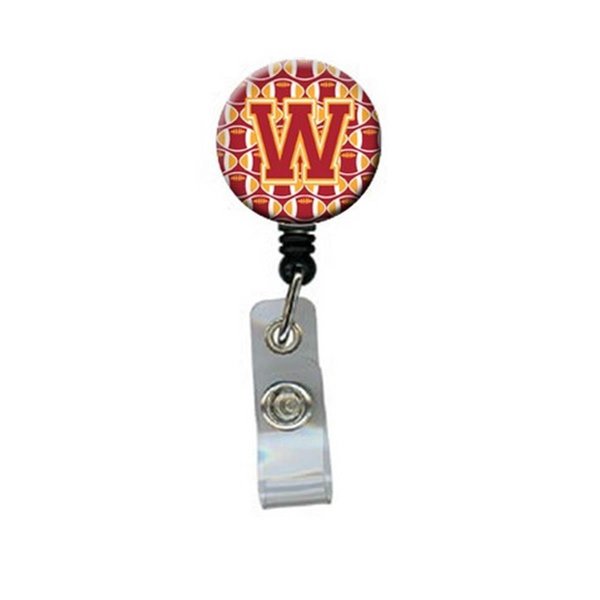 Carolines Treasures Letter W Football Cardinal and Gold Retractable Badge Reel CJ1070-WBR